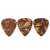 Kwmobile guitar picks set of 3, medium thickness, brown with gold flakes, celluloid