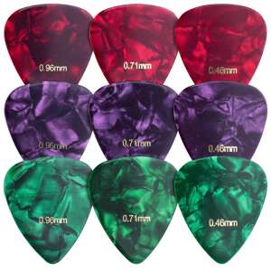 Kwmobile Guitar Pick Set of 9, Thin, Medium & Heavy, Multicolor, Plastic, 47429.03