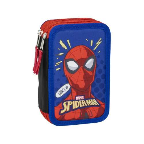 Marvel Spiderman What's Up pencil case, blue and red, with Spiderman face