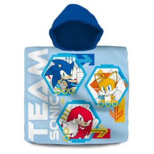 Sonic the Hedgehog hooded poncho towel, blue, featuring Sonic, Tails, and Knuckles - Homyl