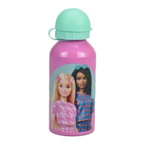 Barbie Aluminium Trinkflasche, 400ml, rosa mit Barbie Charakter Design - Lebensmittel- & Getränkebehälter