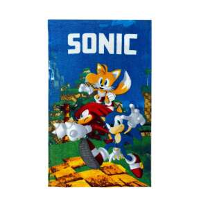 Prosop de mână Sonic the Hedgehog, albastru, 30x50 cm, cu Sonic, Tails și Knuckles - Prosop