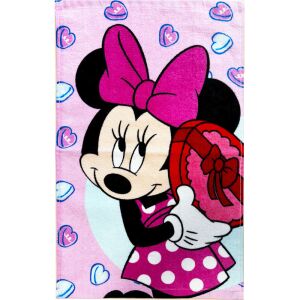 Ręcznik do rąk Disney Minnie Mouse, różowy bawełniany ręcznik z Minnie Mouse trzymającą prezent - Projektowanie wnętrz