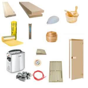 Kit sauna finlandeză Waincris Saune BASIC 1, include toate componentele pentru construirea unei saune de 1,5 x 2 x 2,1m - Accesoriu pentru saună