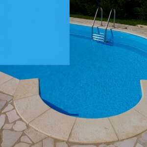 Swimming pool with blue liner, ELBEblue line PVC reinforced liner, adriatic blue color, 1.65m wide - Pool liner