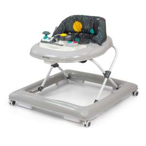 Milly Mally Patrol Cosmos baby walker, grey with black and yellow space themed fabric, 360 degree view - Babies & Toddler