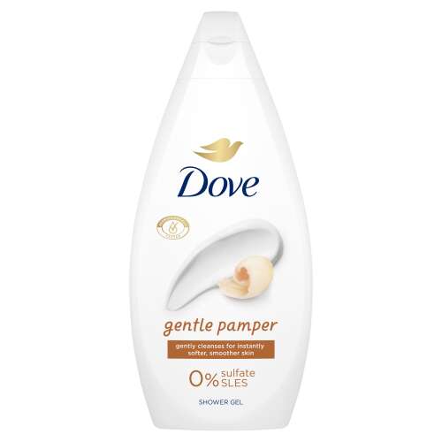 Dove Gentle Pamper Shower Gel, 0% Sulfate SLES, gently cleanses for instantly softer, smoother skin