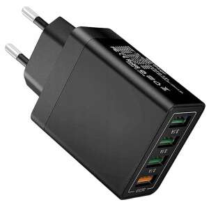 Black 4-port USB 3.0 charger with Quick Charge 3.0 technology - Network Adapter