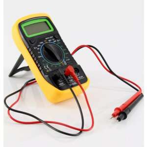 DT-830L AC/DC digitális multiméter LCD kijelzővel, fekete, sárga színnel