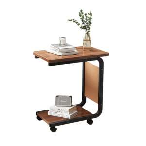 Multifunkcionális dohányzóasztal 2 kerékkel és távirányító zsebbel, 45x28x65cm, fekete-barna színben