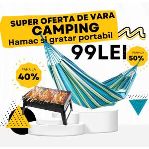 Camping hammock and portable grill set, perfect for relaxing and grilling outdoors - Garden
