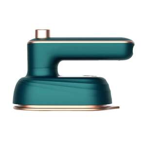 Fier de călcat mini verde și auriu, vedere laterală - Aparate de abur manual