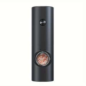 Black electric salt and pepper grinder with LED light, 5 grind settings - Spice Rack