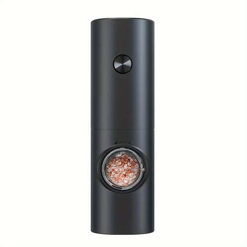 Black electric salt and pepper grinder with LED light, 5 grind settings