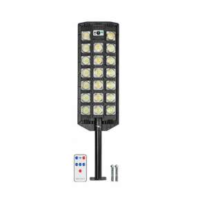 Napelemes utcai lámpa W7102B-7 20 x LED COB 3W, IP65, mozgásérzékelővel és távirányítóval, fekete színben.