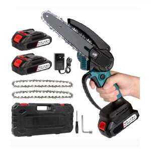 Cordless mini chainsaw with 2 chains, 2 batteries, 4 inch blade, 300W power - Pruner