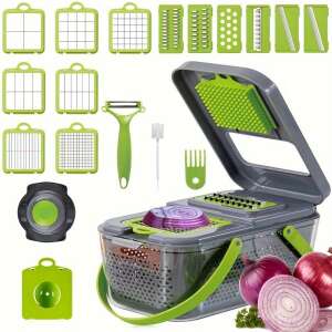 Multifunctional Grater with 22 Different Accessories for Grating, Cutting, Slicing, Chopping and More