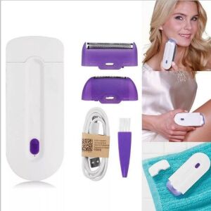 Cordless 2-in-1 Electric Epilator for Face and Body, Sensa-Light Technology, White-Purple