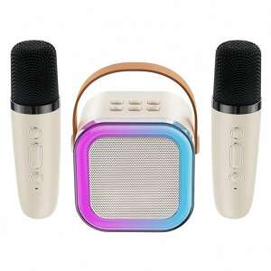 Wireless karaoke speaker with two microphones, beige - Audio