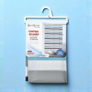 Zuhanyfüggöny 180x180 cm – vízálló, kék és szürke csíkos