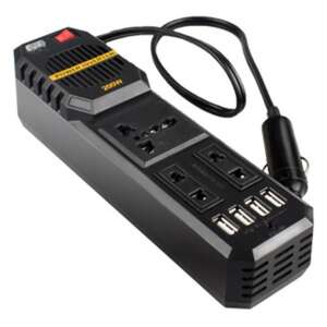 iSEN 200W Autoinvertor, DC 24V, 3 AC zásuvky, 4 USB porty, čierna - Nabíjačky do auta