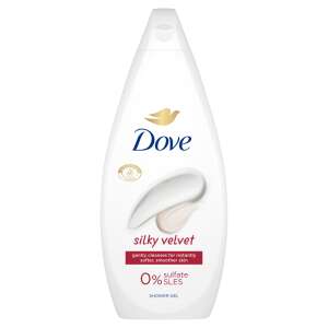 Dove Silky Velvet sprchový gél, 0% sulfátov SLES, jemne čistí pre okamžite jemnejšiu a hladšiu pokožku - Dove