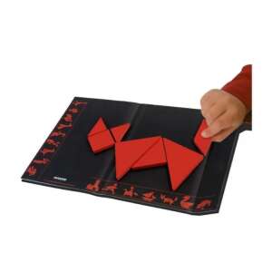 Miniland Oktató Mágneses Tangram kirakó játék piros mágneses formákkal fekete táblán - Miniland
