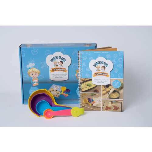 Lukas & Lea gyerekeknek szóló szakácskönyv mérőkanalakkal és receptekkel