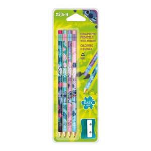 Stitch grafitceruzák radírral 4 db-os, HB, Easy Grip, hegyezővel - Grafitceruza