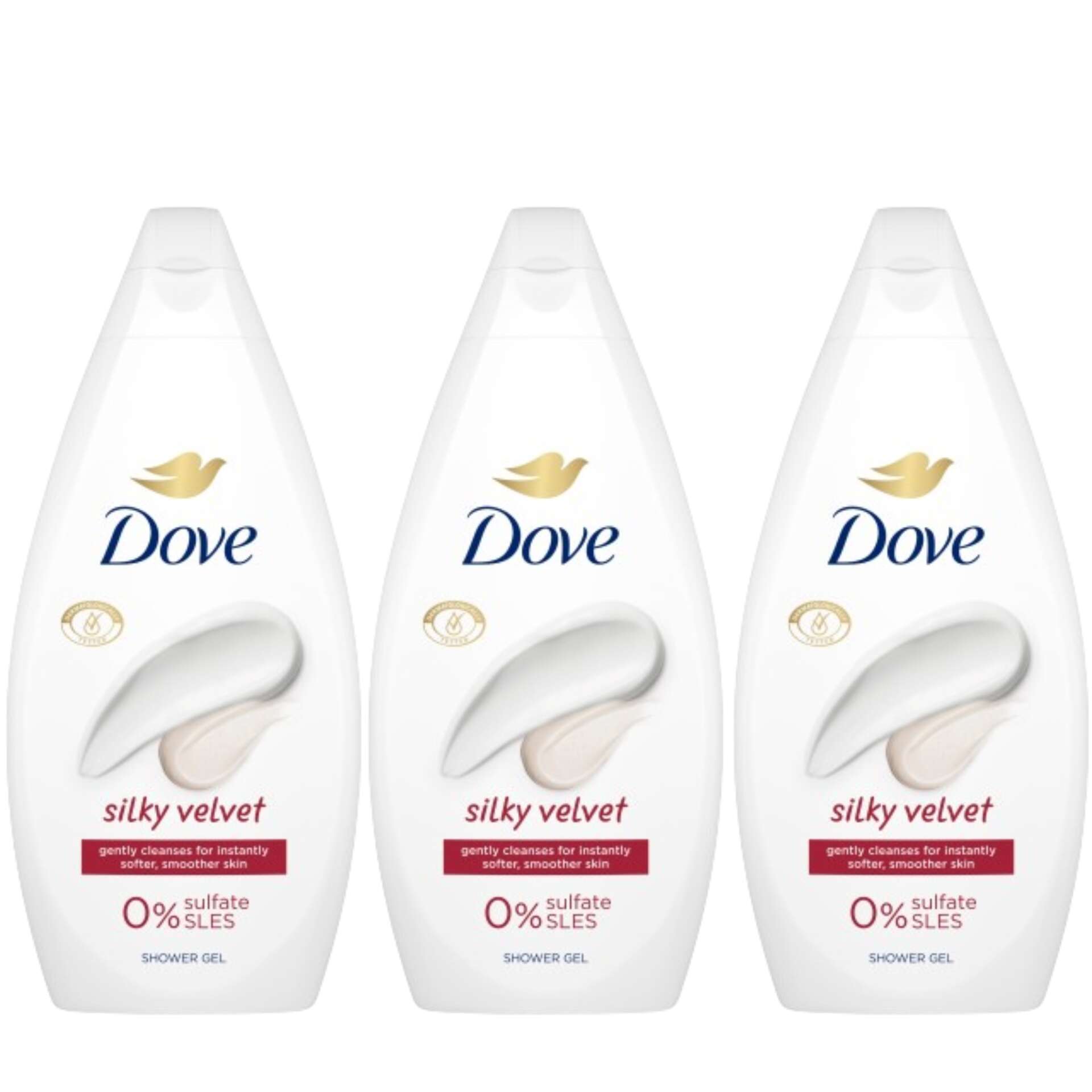 E-shop Dove Silky Velvet krémový kúpeľ 3x450ml