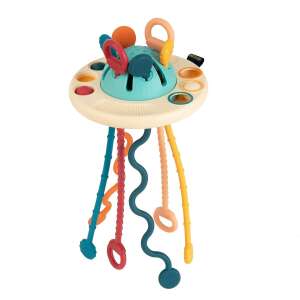 Montessori játék babáknak, érzékszervi szilikon zsinórral, motoros készségeket fejleszt, többszínű, 21x12 cm, Promerco®