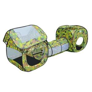 Camouflage play tent with tunnel, two rooms, for kids, indoor and outdoor play - Toy