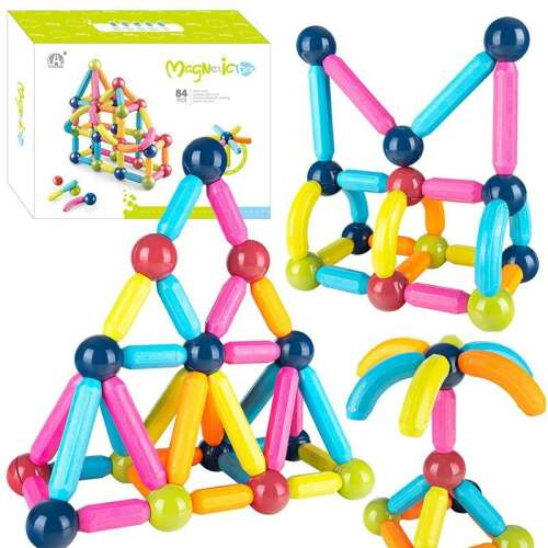 Mágneses Építőjáték - 84 db Színes Blokk 103931098