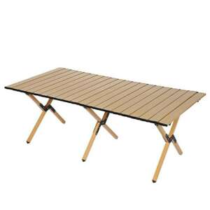 l71e1 Folding Camping Table 120x60, portable picnic table with wooden top and steel frame - Camping & Hiking