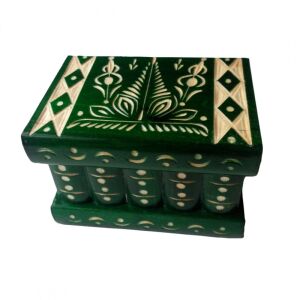 Titkos Fa Rejtvénydoboz - Closed green wooden puzzle box - Puzzle
