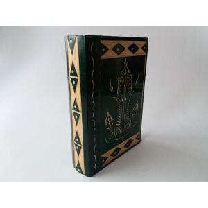 Magic Puzzle Book Box with Secret Compartment and Trinkets, Hand-Carved Wooden Book-Shaped Box 126857870 - Puzzle