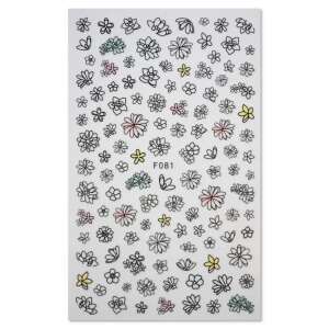 Matrica - Virág - F081 körömmatricák, virág mintával - Körömmatrica