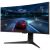 Angled view of TCL 34R83Q 34" curved gaming monitor showing racing game