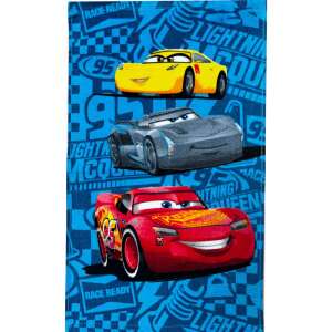 Prosop Disney Cars Speed Champions prosop de mână, prosop de față, prosop 30x50 cm, cu Lightning McQueen, Mater și Jackson Storm - Prosop