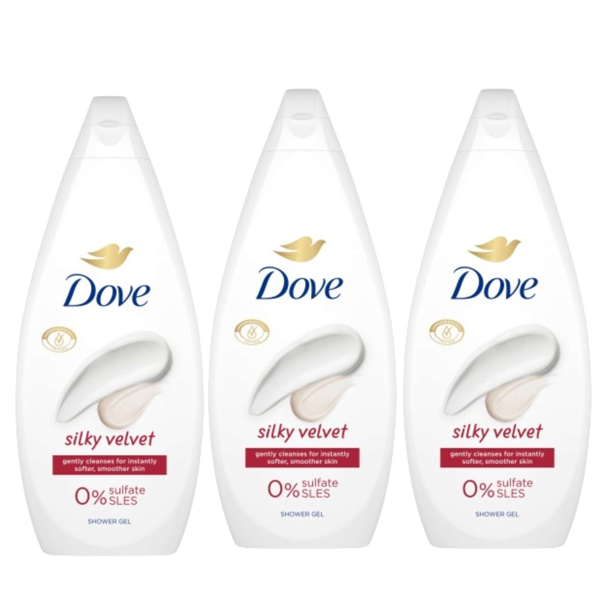E-shop Dove Silky Velvet krémový kúpeľ 3x720ml