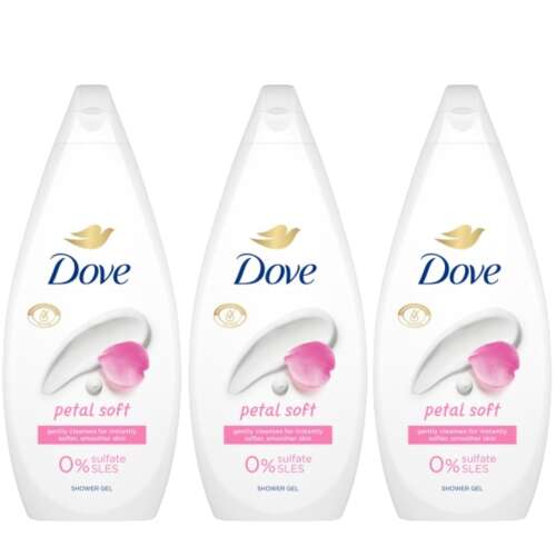Dove Petal Soft Duschgel, 3er Pack, reinigt sanft für sofort weichere, geschmeidigere Haut, 0% Sulfat SLES