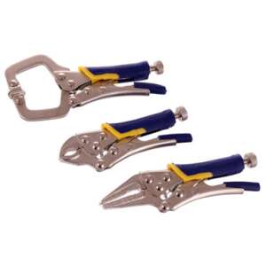 Mini morse c5 locking pliers set jc1006, 3 piece set of locking pliers with blue and yellow handles - Pliers