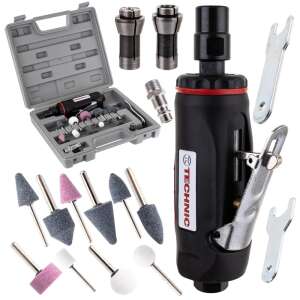 Technic AT-7032BK 1/4 inch (6mm) Mini Air Die Grinder Kit with case, accessories, and instructions - Pneumatic Tool