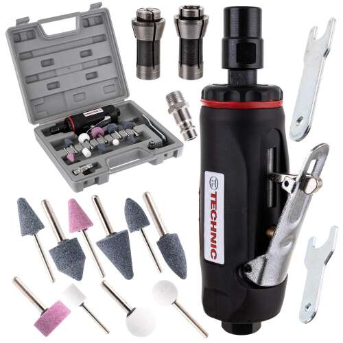 Technic AT-7032BK 1/4 inch (6mm) Mini Air Die Grinder Kit with case, accessories, and instructions