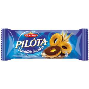 Győri Pilóta Vaníliás Karika Tejcsokoládés Bevonattal, 150g - Keksz