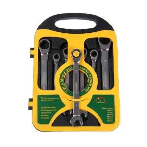 7 db króm-vanádium acélkulcs készlet tokkal, ezüstözött ezüstözött acélkulccsal