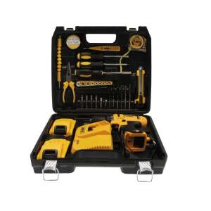 Andowl Q-GJ011 akkumulátoros fúró- és csavarhúzó készlet 2 x 5Ah 24V-os akkumulátorral, fekete, sárga színnel