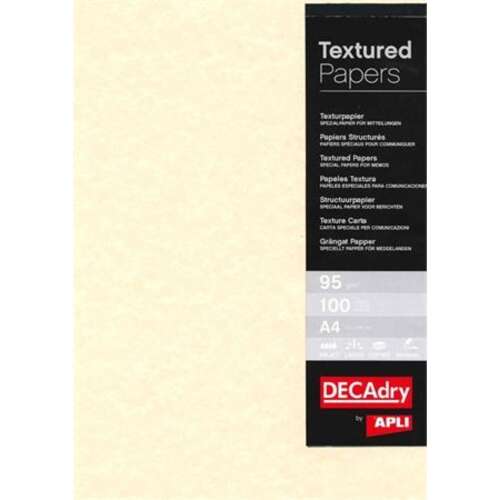 APLI DECAdry Textured Papers, 95g, A4, 100 lap, pezsgő színű, előnyomott papír