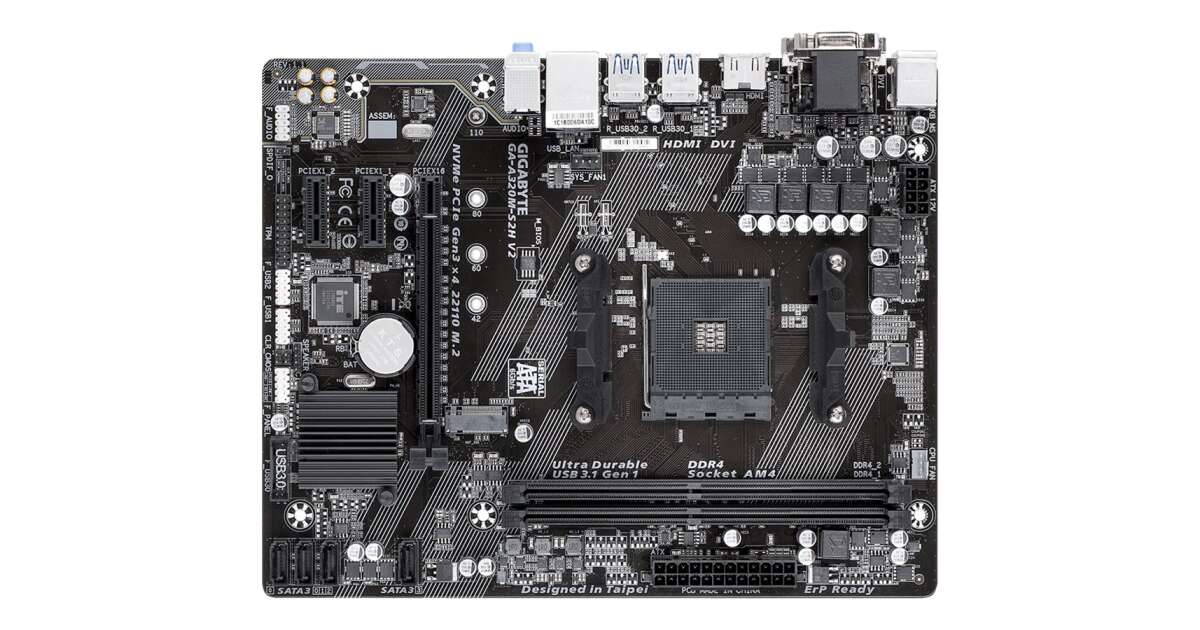 Placă de bază Gigabyte GA-A320M-S2H V2 AM4 B350 DDR4 HDMI DVI-D, D-Sub ...