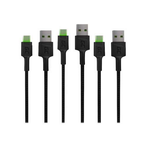 Green Cell GC Ray USB-C kábel, 200cm, zöld LED háttérvilágítás
